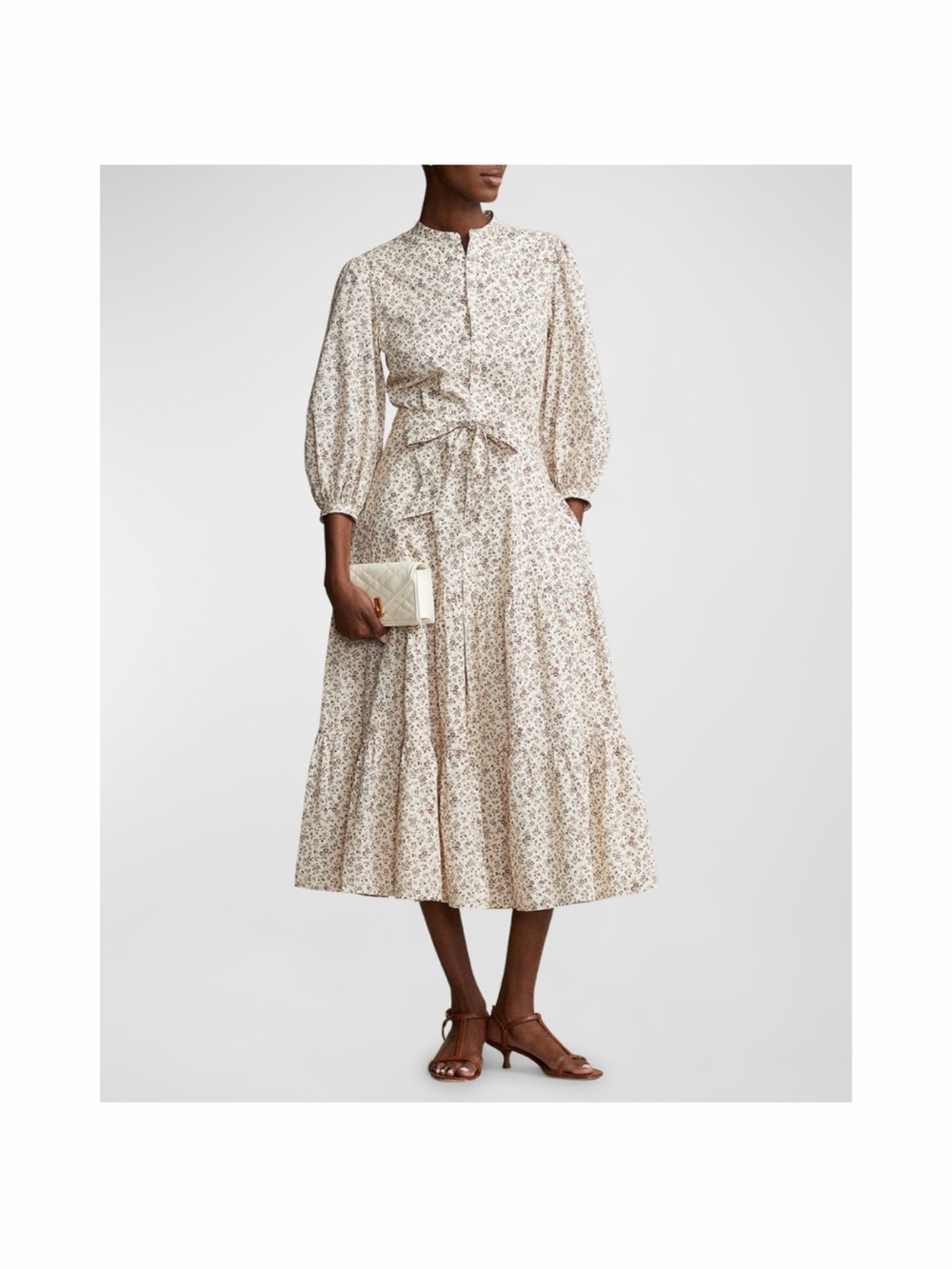 Polo Ralph Lauren Belted Floral Cotton Tiered Dress Size 4